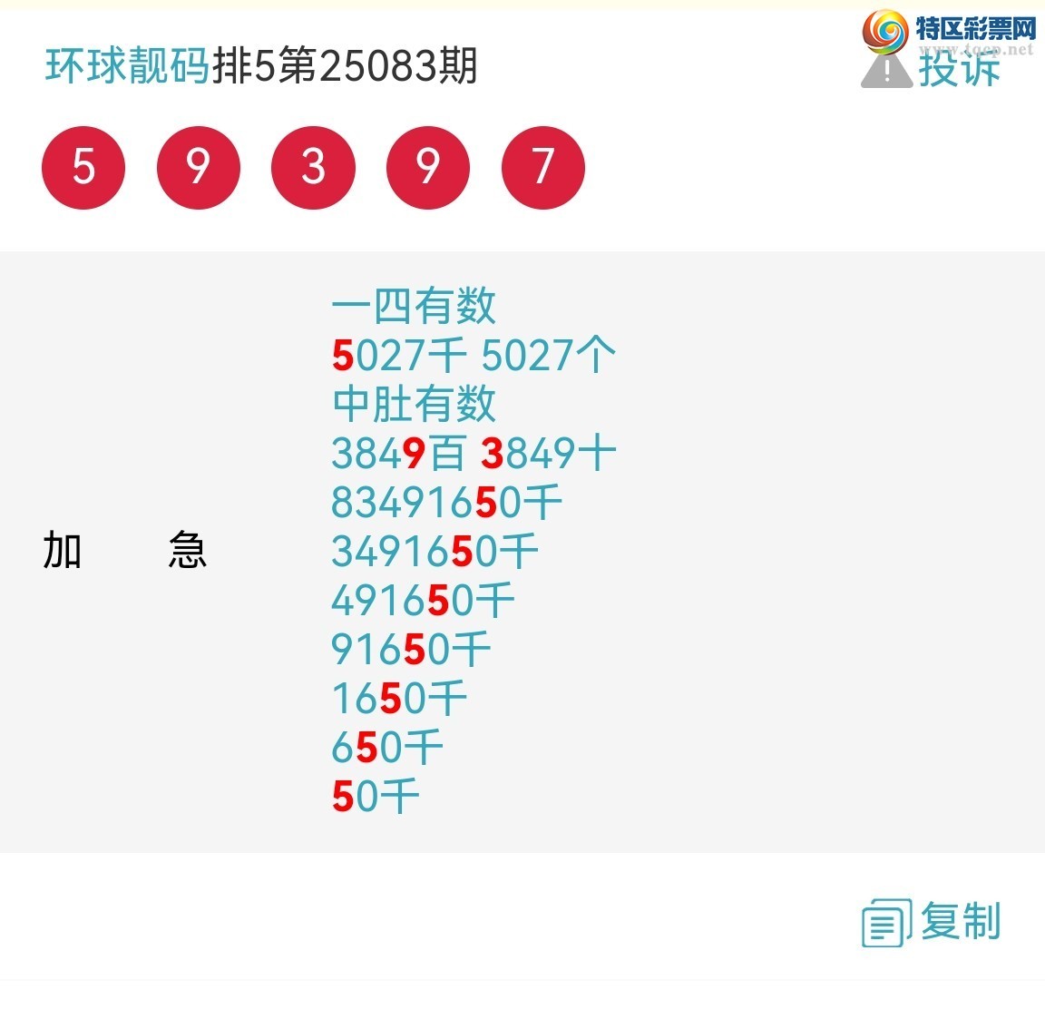 [排列五] 25086期：加急头尾数 中肚数 靓头好给力！【图规919 / 作者:环球靓码100 / 帖子ID:1032475