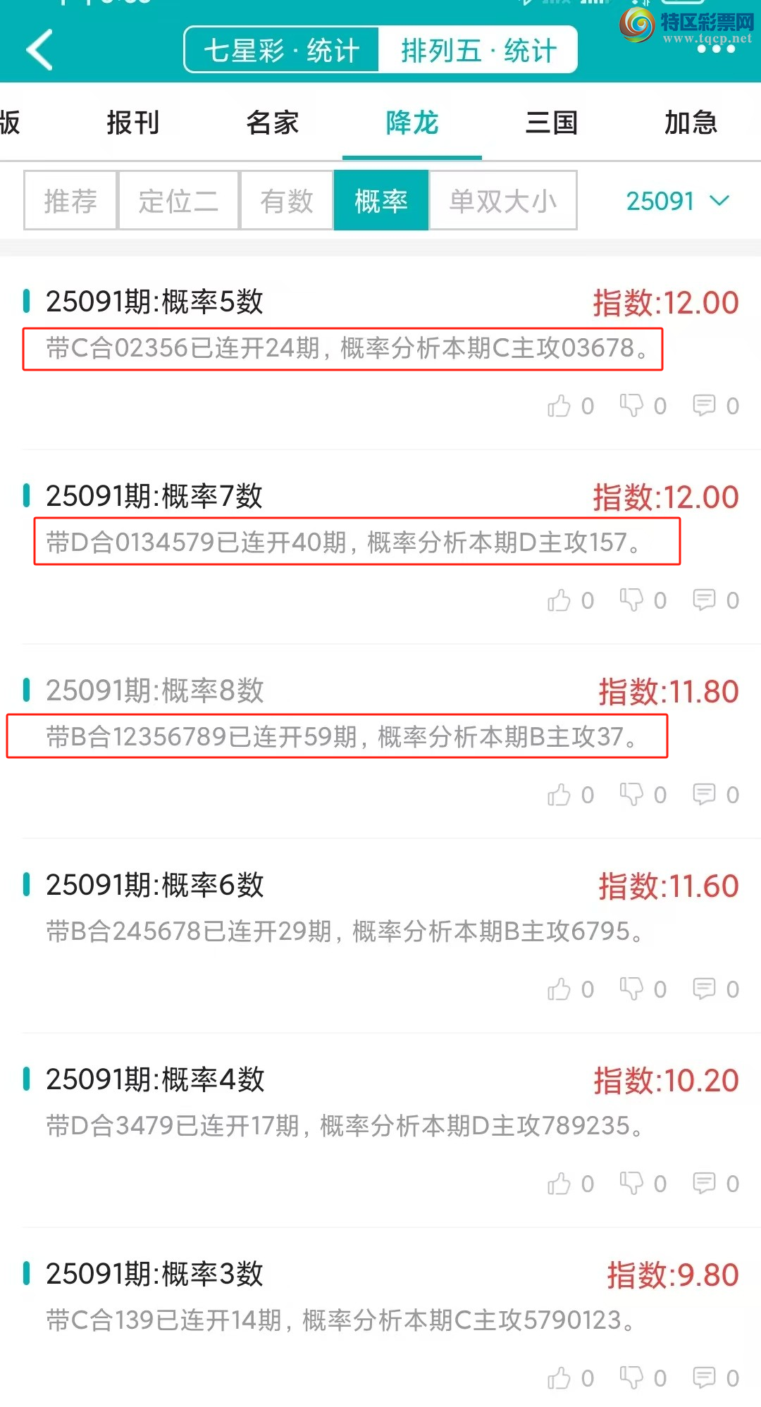 [排列五] 25092期：【降龙统计】上期排列三五降龙统计概率9连中，打奖就用微彩点播!173 / 作者:客服-小贞 / 帖子ID:1036289